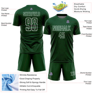 Custom Green White Geometric Shapes Sublimation Soccer Uniform Jersey