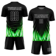 Load image into Gallery viewer, Custom Black White Flame Sublimation Soccer Uniform Jersey
