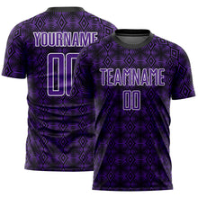 Load image into Gallery viewer, Custom Purple Black-White Geometric Shapes Sublimation Soccer Uniform Jersey
