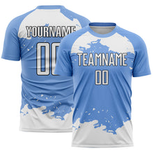 Load image into Gallery viewer, Custom Light Blue White-Black Abstract Fragment Art Sublimation Soccer Uniform Jersey
