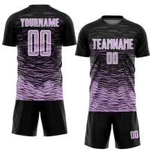 Load image into Gallery viewer, Custom Black Light Purple-White Line Sublimation Soccer Uniform Jersey
