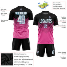 Load image into Gallery viewer, Custom Pink Black-LIght Blue Gradient Square Shape Sublimation Soccer Uniform Jersey
