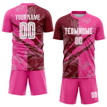 Load image into Gallery viewer, Custom Graffiti Pattern Crimson-Pink Scratch Sublimation Soccer Uniform Jersey
