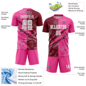 Custom Graffiti Pattern Crimson-Pink Scratch Sublimation Soccer Uniform Jersey