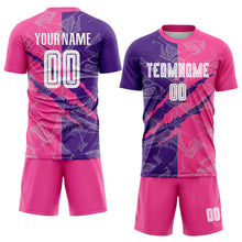 Load image into Gallery viewer, Custom Graffiti Pattern Purple-Pink Scratch Sublimation Soccer Uniform Jersey
