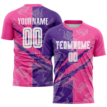 Custom Graffiti Pattern Purple-Pink Scratch Sublimation Soccer Uniform Jersey