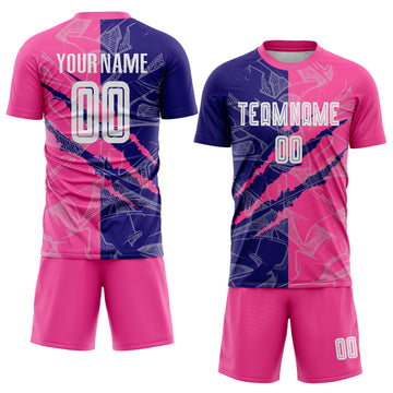 Custom Graffiti Pattern Dark Purple-Pink Scratch Sublimation Soccer Uniform Jersey