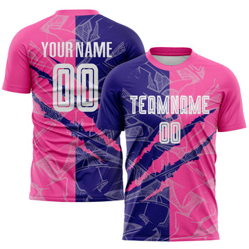 Custom Graffiti Pattern Dark Purple-Pink Scratch Sublimation Soccer Uniform Jersey