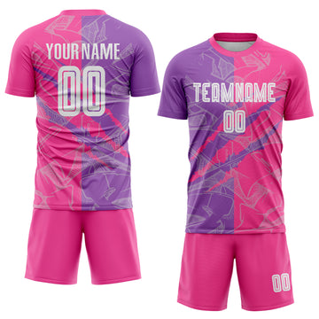 Custom Graffiti Pattern Medium Purple-Pink Scratch Sublimation Soccer Uniform Jersey