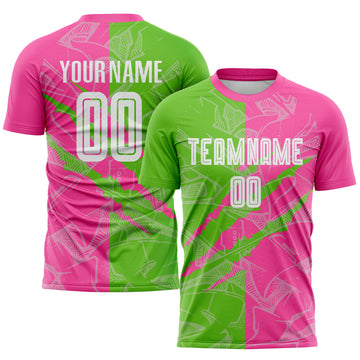 Custom Graffiti Pattern Aurora Green-Pink Scratch Sublimation Soccer Uniform Jersey