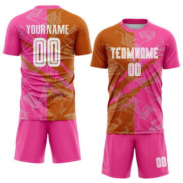 Custom Graffiti Pattern Texas Orange-Pink Scratch Sublimation Soccer Uniform Jersey