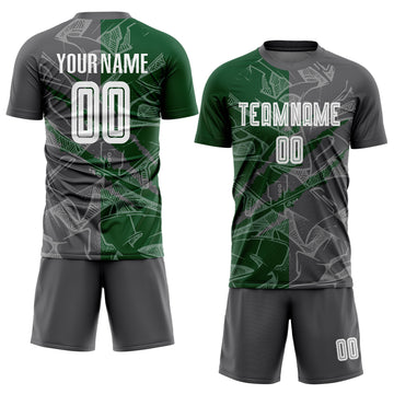 Custom Graffiti Pattern Steel Gray-Green Scratch Sublimation Soccer Uniform Jersey