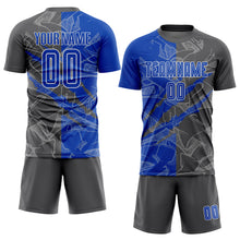 Load image into Gallery viewer, Custom Graffiti Pattern Thunder Blue-Steel Gray Scratch Sublimation Soccer Uniform Jersey
