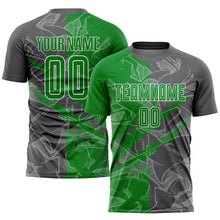 Load image into Gallery viewer, Custom Graffiti Pattern Grass Green-Steel Gray Scratch Sublimation Soccer Uniform Jersey
