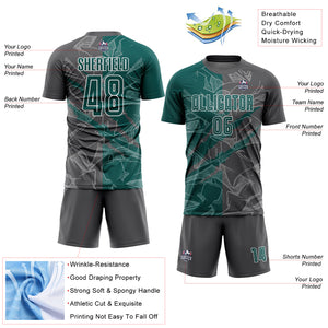 Custom Graffiti Pattern Midnight Green-Steel Gray Scratch Sublimation Soccer Uniform Jersey