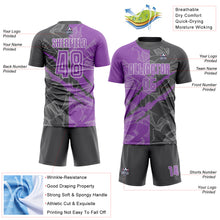 Load image into Gallery viewer, Custom Graffiti Pattern Medium Purple-Steel Gray Scratch Sublimation Soccer Uniform Jersey
