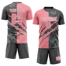 Load image into Gallery viewer, Custom Graffiti Pattern Medium Pink-Steel Gray Scratch Sublimation Soccer Uniform Jersey
