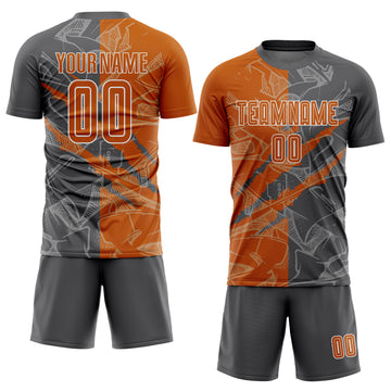 Custom Graffiti Pattern Texas Orange-Steel Gray Scratch Sublimation Soccer Uniform Jersey