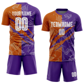 Custom Graffiti Pattern Texas Orange-Purple Scratch Sublimation Soccer Uniform Jersey