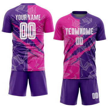 Custom Graffiti Pattern Deep Pink-Purple Scratch Sublimation Soccer Uniform Jersey