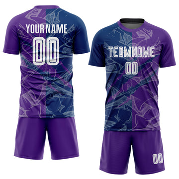 Custom Graffiti Pattern US Navy Blue-Purple Scratch Sublimation Soccer Uniform Jersey