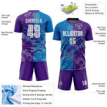 Load image into Gallery viewer, Custom Graffiti Pattern Blue-Purple Scratch Sublimation Soccer Uniform Jersey
