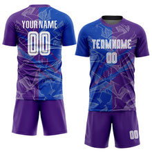 Load image into Gallery viewer, Custom Graffiti Pattern Thunder Blue-Purple Scratch Sublimation Soccer Uniform Jersey
