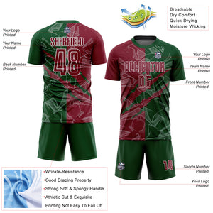 Custom Graffiti Pattern Crimson-Green Scratch Sublimation Soccer Uniform Jersey