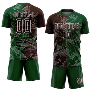 Custom Graffiti Pattern Brown-Green Scratch Sublimation Soccer Uniform Jersey