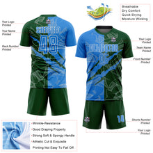 Load image into Gallery viewer, Custom Graffiti Pattern Powder Blue-Green Scratch Sublimation Soccer Uniform Jersey
