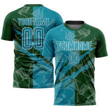 Load image into Gallery viewer, Custom Graffiti Pattern Teal-Green Scratch Sublimation Soccer Uniform Jersey
