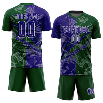 Custom Graffiti Pattern Dark Purple-Green Scratch Sublimation Soccer Uniform Jersey