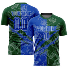 Load image into Gallery viewer, Custom Graffiti Pattern Thunder Blue-Green Scratch Sublimation Soccer Uniform Jersey
