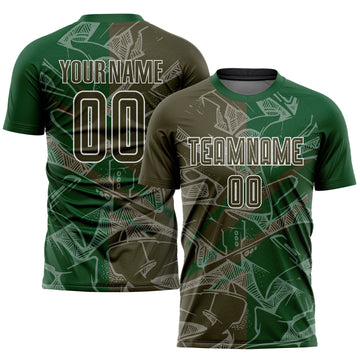 Custom Graffiti Pattern Olive-Green Scratch Sublimation Soccer Uniform Jersey