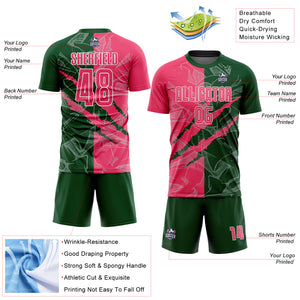 Custom Graffiti Pattern Neon Pink-Green Scratch Sublimation Soccer Uniform Jersey