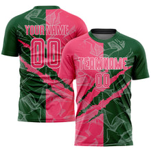 Load image into Gallery viewer, Custom Graffiti Pattern Neon Pink-Green Scratch Sublimation Soccer Uniform Jersey
