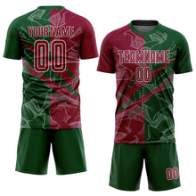 Load image into Gallery viewer, Custom Graffiti Pattern Maroon-Green Scratch Sublimation Soccer Uniform Jersey
