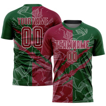 Load image into Gallery viewer, Custom Graffiti Pattern Maroon-Green Scratch Sublimation Soccer Uniform Jersey
