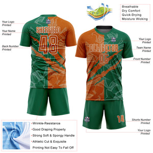 Custom Graffiti Pattern Texas Orange-Kelly Green Scratch Sublimation Soccer Uniform Jersey