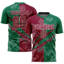 Load image into Gallery viewer, Custom Graffiti Pattern Maroon-Kelly Green Scratch Sublimation Soccer Uniform Jersey
