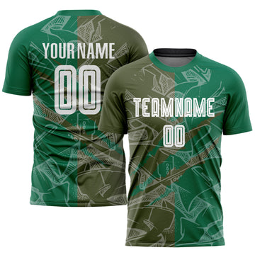 Custom Graffiti Pattern Olive-Kelly Green Scratch Sublimation Soccer Uniform Jersey