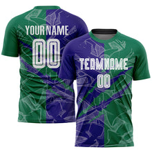 Load image into Gallery viewer, Custom Graffiti Pattern Dark Purple-Kelly Green Scratch Sublimation Soccer Uniform Jersey
