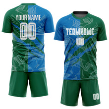 Load image into Gallery viewer, Custom Graffiti Pattern Blue-Kelly Green Scratch Sublimation Soccer Uniform Jersey
