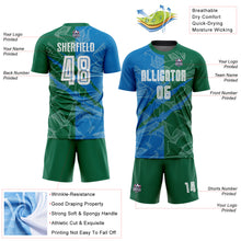 Load image into Gallery viewer, Custom Graffiti Pattern Blue-Kelly Green Scratch Sublimation Soccer Uniform Jersey
