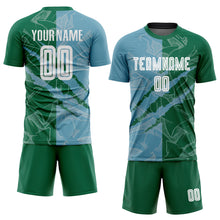 Load image into Gallery viewer, Custom Graffiti Pattern Shadow Blue-Kelly Green Scratch Sublimation Soccer Uniform Jersey
