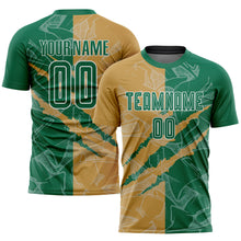 Load image into Gallery viewer, Custom Graffiti Pattern Kelly Green-Old Gold Scratch Sublimation Soccer Uniform Jersey
