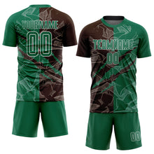 Load image into Gallery viewer, Custom Graffiti Pattern Kelly Green-Brown Scratch Sublimation Soccer Uniform Jersey
