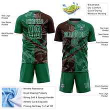 Load image into Gallery viewer, Custom Graffiti Pattern Kelly Green-Brown Scratch Sublimation Soccer Uniform Jersey
