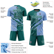 Load image into Gallery viewer, Custom Graffiti Pattern Teal-Light Blue Scratch Sublimation Soccer Uniform Jersey
