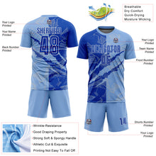 Load image into Gallery viewer, Custom Graffiti Pattern Thunder Blue-Light Blue Scratch Sublimation Soccer Uniform Jersey
